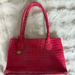 Brahmin Bright Pink Croc-Embossed Tote